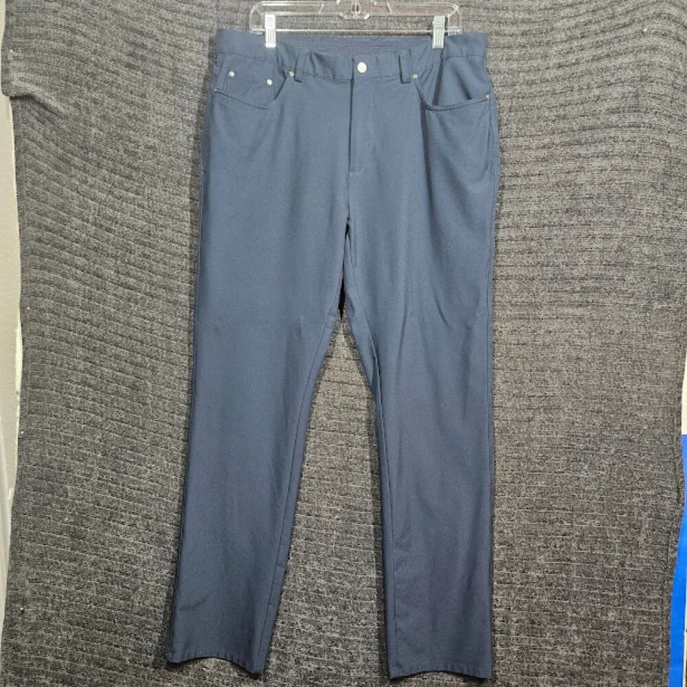 Men's Golf Pants 36x32 Navy 5-Pocket Performance Flat Front Greg‎ Norman